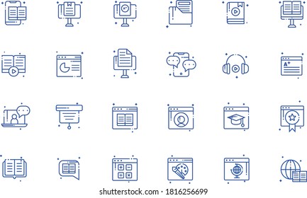 E-Learning Outline Icon Pack - All elements on this template are editable with vector software
