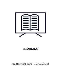 elearning outline icon.  Thin line icon from e learning and education collection. Editable vector isolated on white background