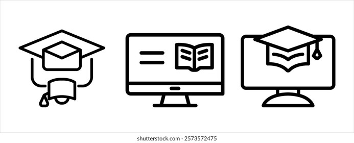 elearning outline or line icon design bundle.