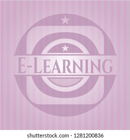 E-Learning pink emblem. Vintage.