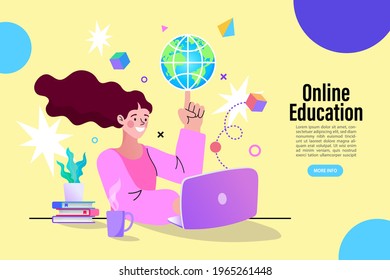 E-learning platform. Distance lessons, video course, internet class. teacher service for home education with female mentor. Professor connecting online and streaming. vector illustration.