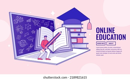 E-learning platform. Distance lessons, video course, internet class. teacher service for home education. Professor connecting online and streaming. Home education. remote university graduation. vector