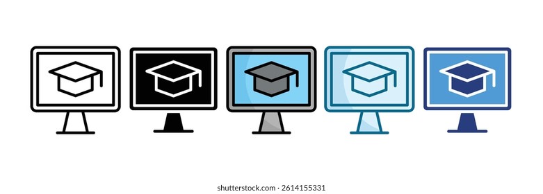 E-Learning Platform Icon Set Multiple Style Collection