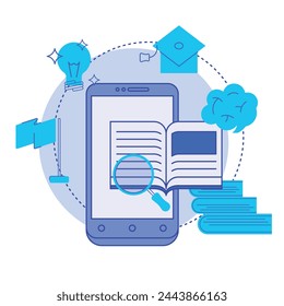 E-learning platform on smartphone.  Reading E-book online.