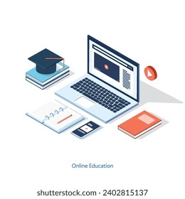 E-learning platform and online courses on a laptop and smartphone. innovative education concept