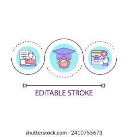 Elearning platform settings loop concept icon. Personal adjustment. Online lessons. LMS abstract idea thin line illustration. Isolated outline drawing. Editable stroke. Arial font used