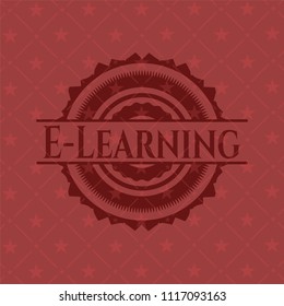 E-Learning red emblem. Retro