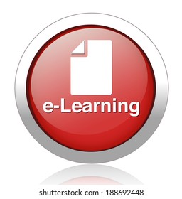 e-learning Red square web glossy icon 