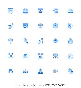 eLearning related icon set. Pixel Perfect eLearning Monochrome Style 2D Icon