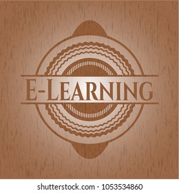 E-Learning retro wooden emblem