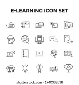 e-learning set icon, isolated e-learning set sign icon, vector illustration
