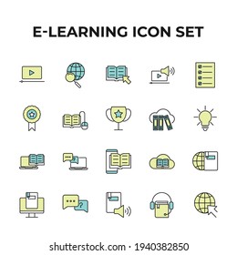 e-learning set icon, isolated e-learning set sign icon, vector illustration