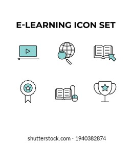 E-Learning-Set-Symbol, einzelne E-Learning-Set-Symbol, Vektorgrafik