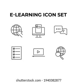 e-learning set icon, isolated e-learning set sign icon, vector illustration