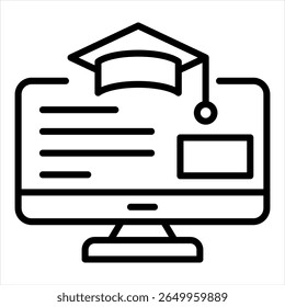 E-Learning mostrando uma tela de computador com um teto de graduação