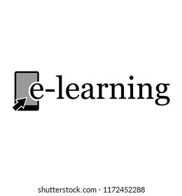 E-learning with smartphone. Flat vector illustration on white background.