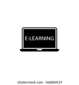 E-learning solid icon, Education and school element, laptop and online education vector graphics, a filled pattern on a white background, eps 10.