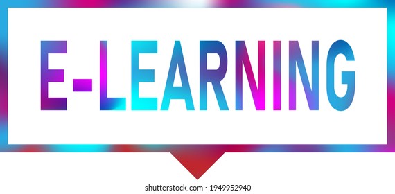 e-learning speech bubble sign e-learning sticker on white