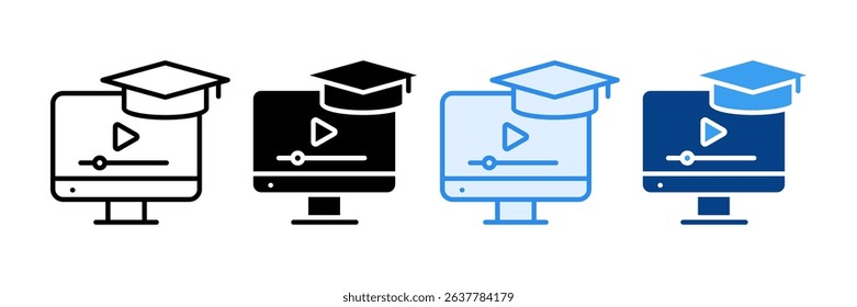 E-Learning Students Icon Set Multiple Style Collection