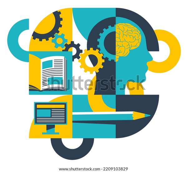 Elearning Studying Method Brain Development Concept Stock Vector Elearning Studying Method Brain Development Concept Stock Vector