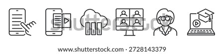 E-learning thin line icon set. Web minimal icons
