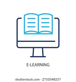 E-Learning iconos de línea delgada. Ilustración vectorial original.