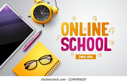 Elearning Vector Background Design Online School Stock Vector (Royalty ...