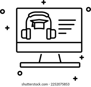 Elearning vector icon on transparent background. Outline Elearning vector icon