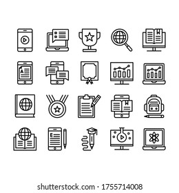 
E-Learning, vector icon set for apps, website, mobile, infographic and etc