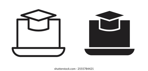 E-learning vector icon set in black color.