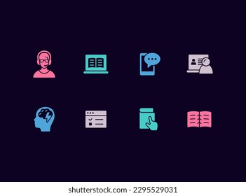 E-learning vector icon set. Online education, internet learning icons.