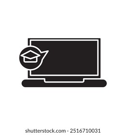 E-learning vector icon, simple flat black trendy style illustration for web and app..eps