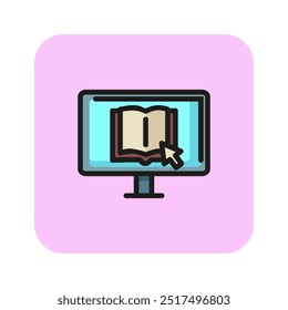 E-Learning vector line icon. Guidance, qualification, online. Training concept. Vector illustration can be used for topics like self studying, business, training