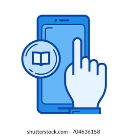 E-learning vector line icon isolated on white background. E-learning line icon for infographic, website or app. Blue icon designed on a grid system.