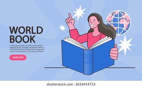 E-learning, video tutorial, online education. home schooling. internet class. Modern workplace, open book on laptop screen. Web courses or tutorials concept. Vector, flat design and illustration.