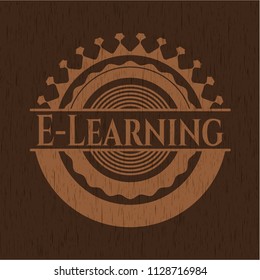 E-Learning vintage wood emblem