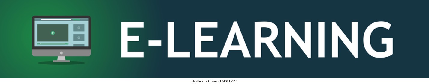 e-learning. Webinar baner. Online education courses, the teaches students online. 