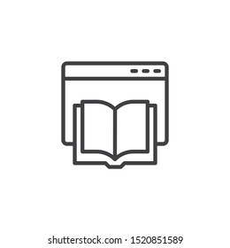 E-learning website page line icon. Online reading linear style sign for mobile concept and web design. Bookstore site outline vector icon. Symbol, logo illustration. Vector graphics