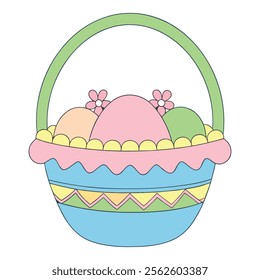 elebrate Easter Day with this delightful collection of graphic elements in vector illustration style. Featuring Easter eggs, bunnies, spring flowers, and festive decorations