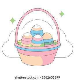 elebrate Easter Day with this delightful collection of graphic elements in vector illustration style. Featuring Easter eggs, bunnies, spring flowers, and festive decorations