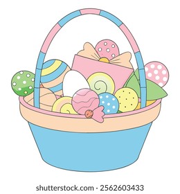 elebrate Easter Day with this delightful collection of graphic elements in vector illustration style. Featuring Easter eggs, bunnies, spring flowers, and festive decorations