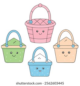 elebrate Easter Day with this delightful collection of graphic elements in vector illustration style. Featuring Easter eggs, bunnies, spring flowers, and festive decorations
