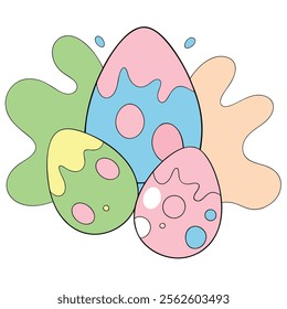 elebrate Easter Day with this delightful collection of graphic elements in vector illustration style. Featuring Easter eggs, bunnies, spring flowers, and festive decorations