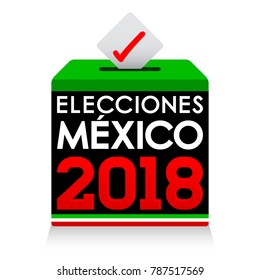 Elecciones Mexico 2018, Mexico Elections 2018 spanish text, presidential election day vote ballot box. 