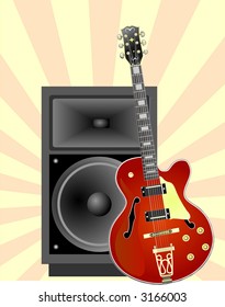 elecrtic guitar with speaker system