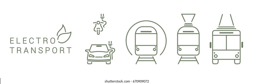 Elecrto transport icons outline