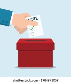 Elect leaders. Illustration election voting. People who are voting in red boxes.
