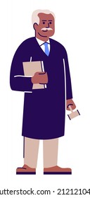 Elected magistrate semi flat RGB color vector illustration. Job position. Male judge with gavel isolated cartoon character on white background