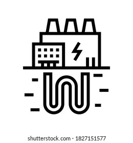 vector de icono de línea de la planta de energía eléctrica. señal de planta de energía eléctrica. símbolo de contorno aislado ilustración negra