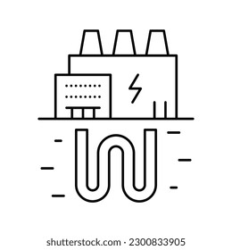 electic energy plant line icon vector. electic energy plant sign. isolated contour symbol black illustration